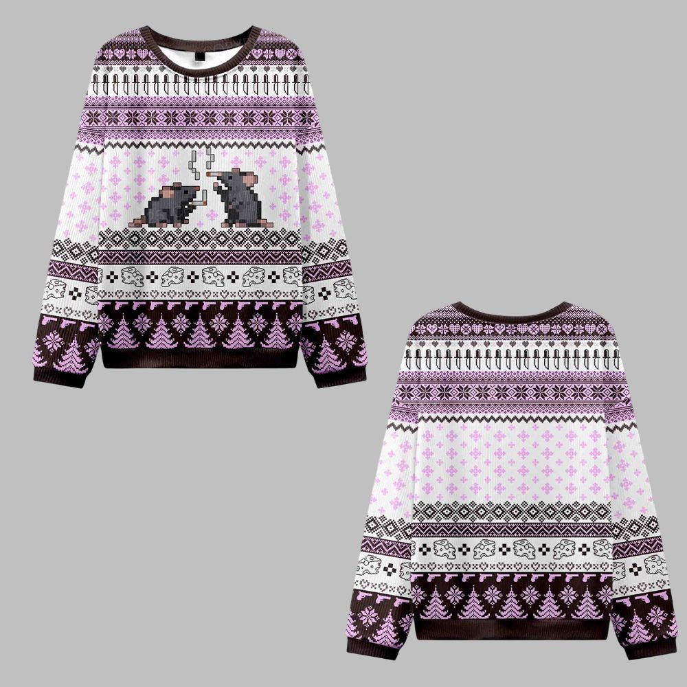 2026 Christmas Smoking Rats Ugly Christmas Sweater - Moonbestprint