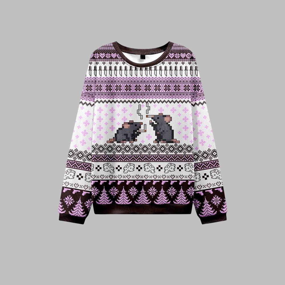 2026 Christmas Smoking Rats Ugly Christmas Sweater - Moonbestprint