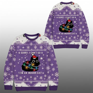 2026 Christmas Sorry I Cant Go I Im An Indoor Cat Ugly Sweater - Moonbestprint
