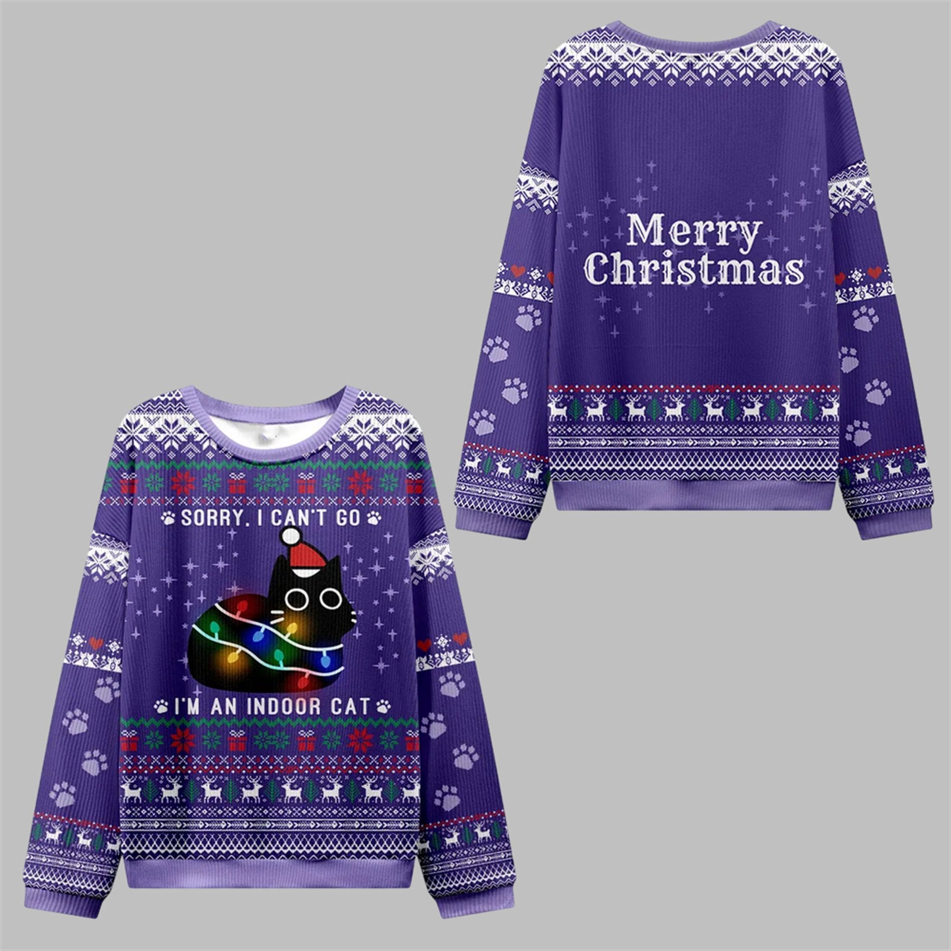 2026 Christmas Sorry I'm An Indoor Cat Ugly Sweater - Moonbestprint