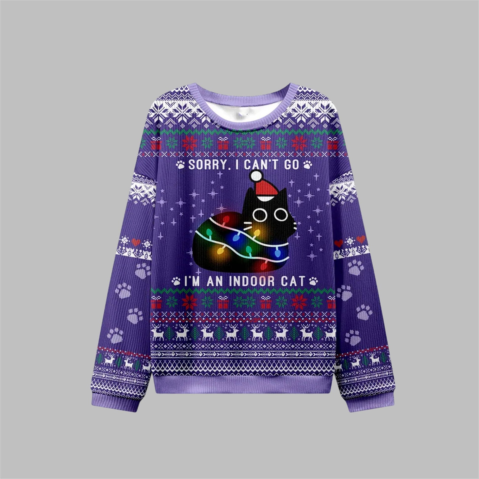 2026 Christmas Sorry I'm An Indoor Cat Ugly Sweater - Moonbestprint