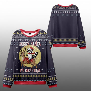 2026 Christmas Sorry Santa I've Been Feral Ugly Sweater - Moonbestprint