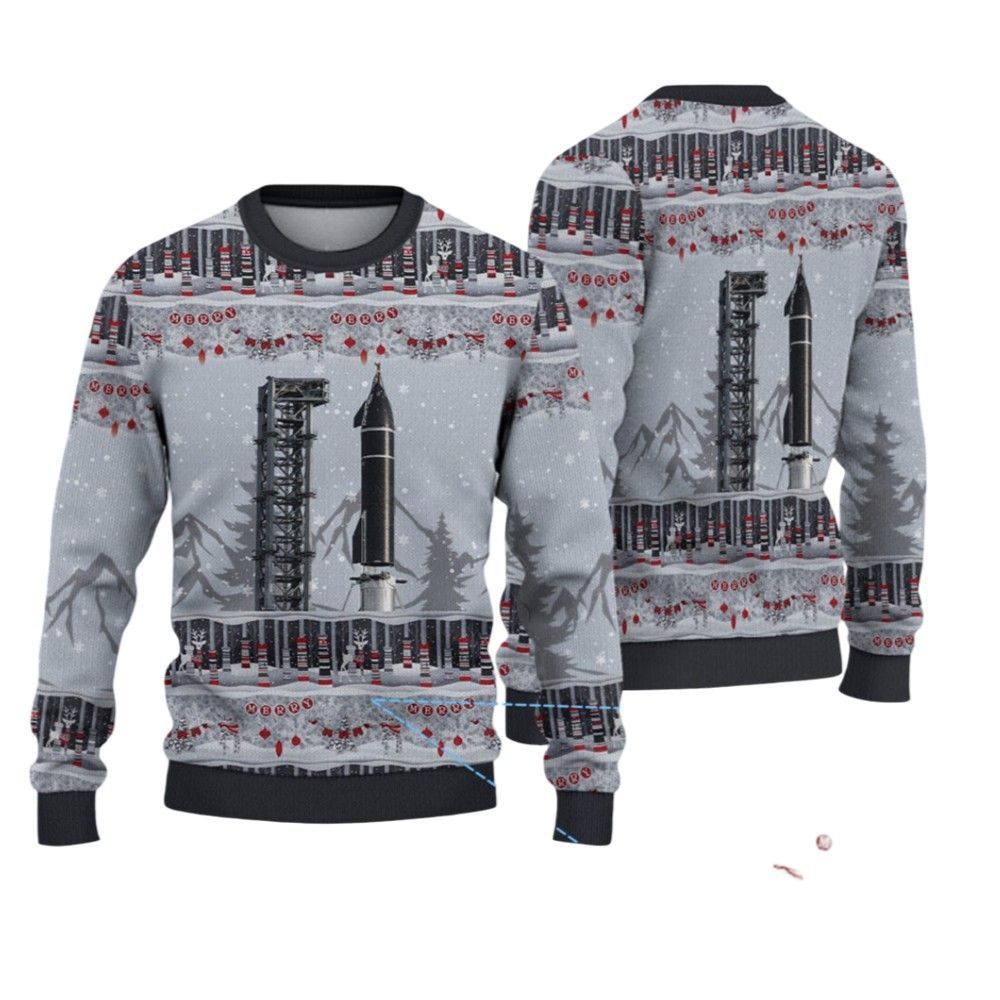 2026 Christmas SpaceX Starship Ugly Sweater - Moonbestprint
