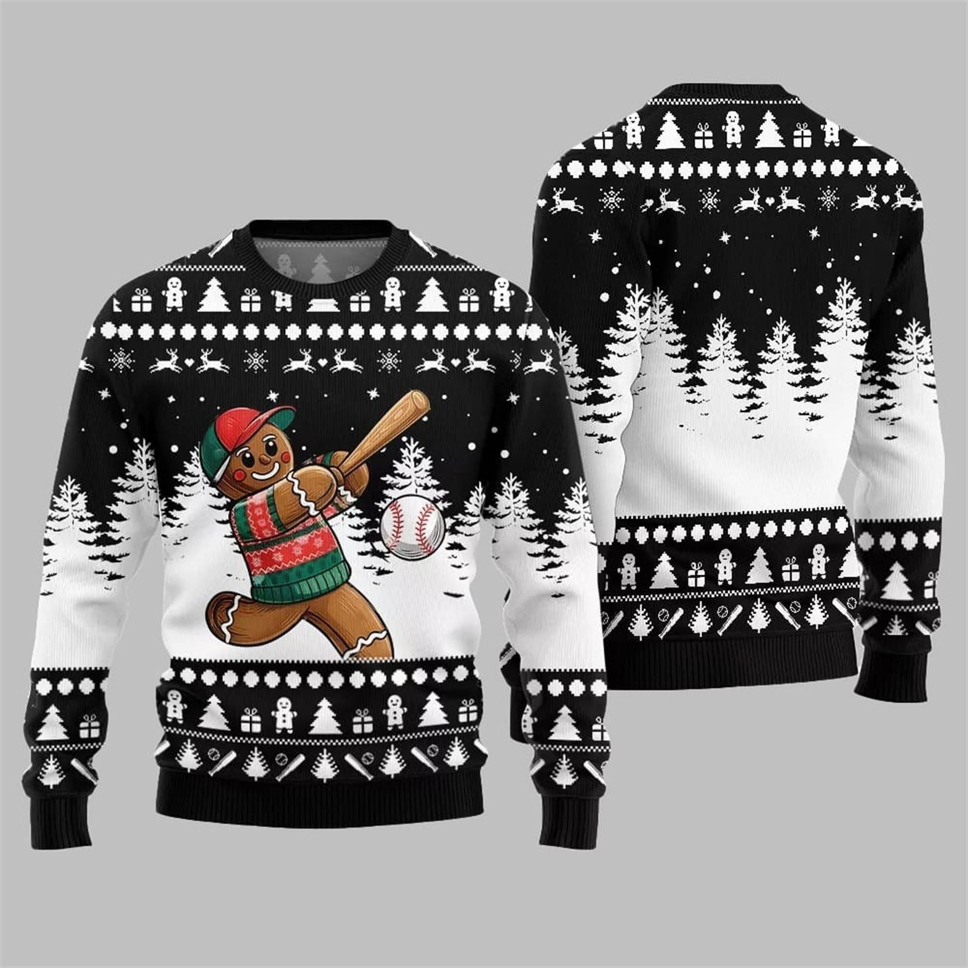 2026 Christmas Sport Gingerbread Baseball Ugly Sweater - Moonbestprint