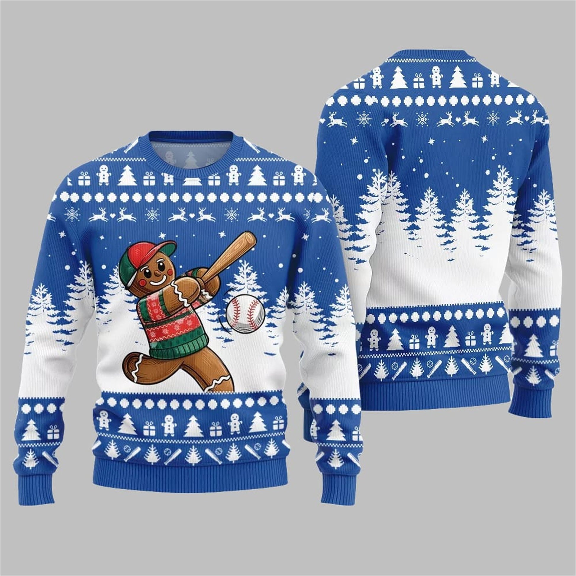 2026 Christmas Sport Gingerbread Baseball Ugly Sweater - Moonbestprint