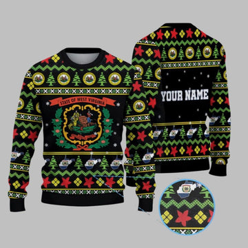 2026 Christmas State Of West Virginia Flag Ugly Sweater - Moonbestprint