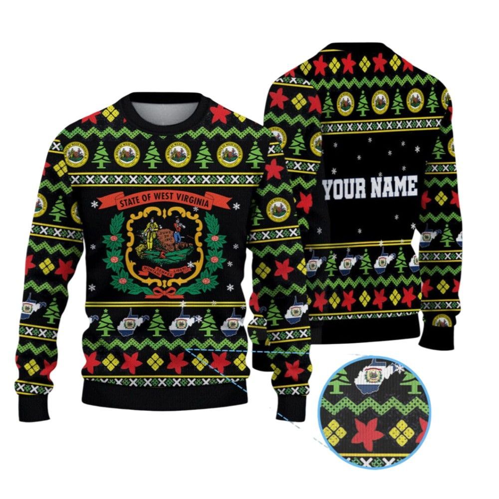 2026 Christmas State Of West Virginia Flag Ugly Sweater - Moonbestprint