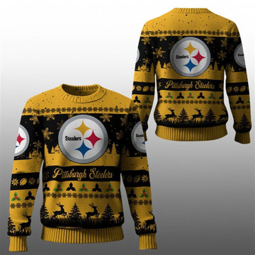2026 Christmas Steelers Festive Reindeer Tree Ugly Sweater - Moonbestprint