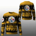 2025 Christmas Steelers Festive Reindeer Tree Ugly Sweater – Moonbestprint