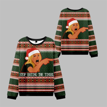 2026 Christmas Stop Eating The Tinsel Ugly Sweater - Moonbestprint