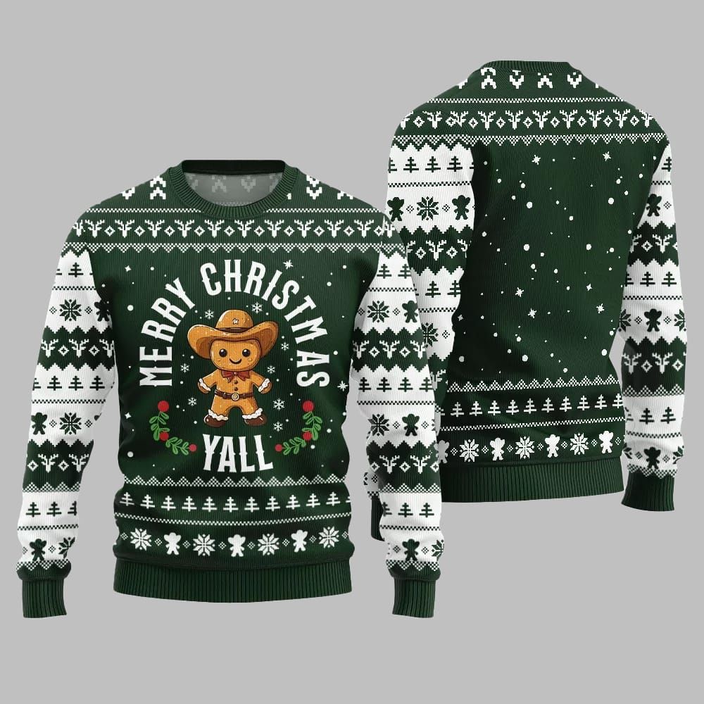 2026 Christmas Sweet & Silly Gingerbread Cookie Ugly Christmas Sweater - Moonbestprint