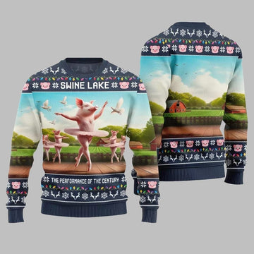 Swine Lake the Performance Of The Century Ugly Christmas Sweater - Moonbestprint
