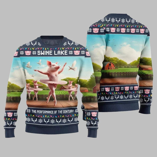 Swine Lake the Performance Of The Century Ugly Christmas Sweater - Moonbestprint