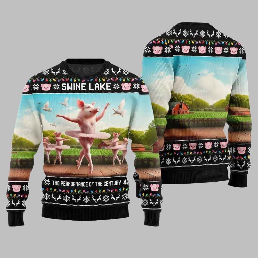 Swine Lake the Performance Of The Century Ugly Christmas Sweater - Moonbestprint