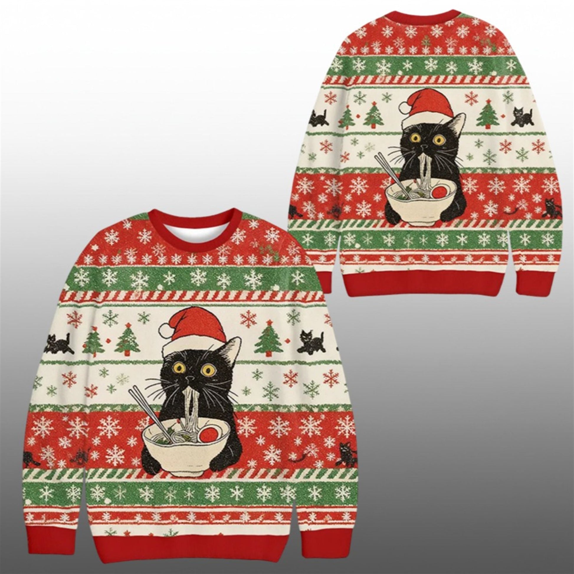 2026 Christmas Taking a Cat to Eat Ramen Ugly Sweater - Moonbestprint