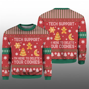 2026 Christmas Tech Support I'm Here To Delete Your Cookies Ugly Sweater - Moonbestprint