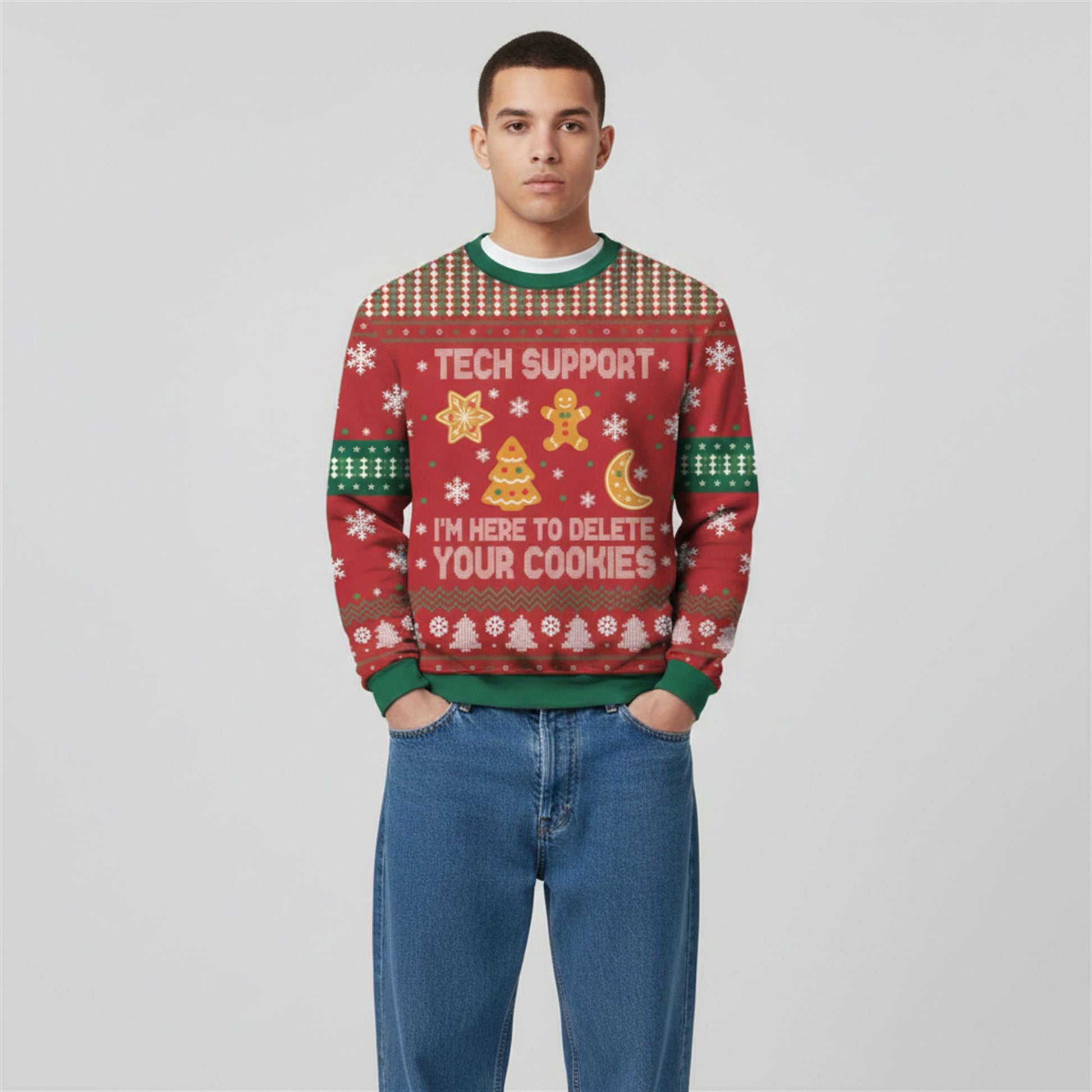 2026 Christmas Tech Support I'm Here To Delete Your Cookies Ugly Sweater - Moonbestprint