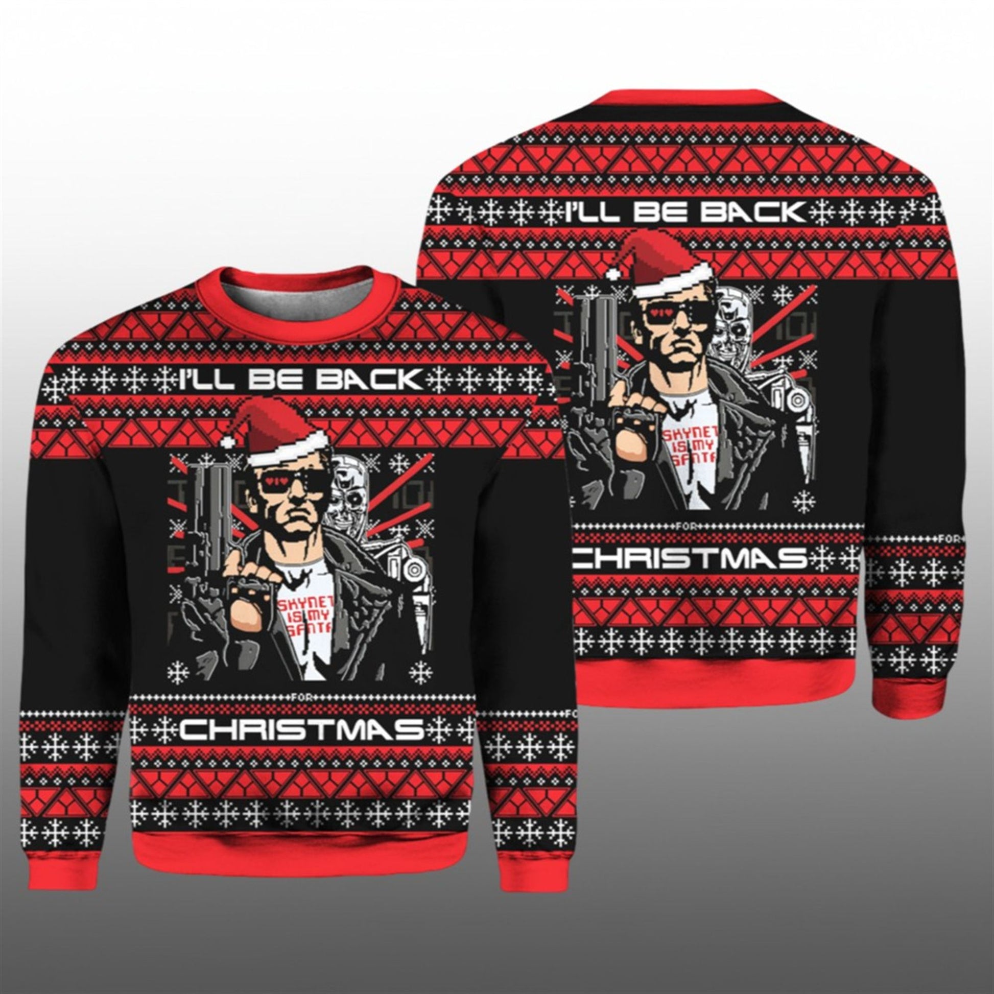2026 Christmas Terminator I'll Be Back A Very Cyber Ugly Sweater - Moonbestprint