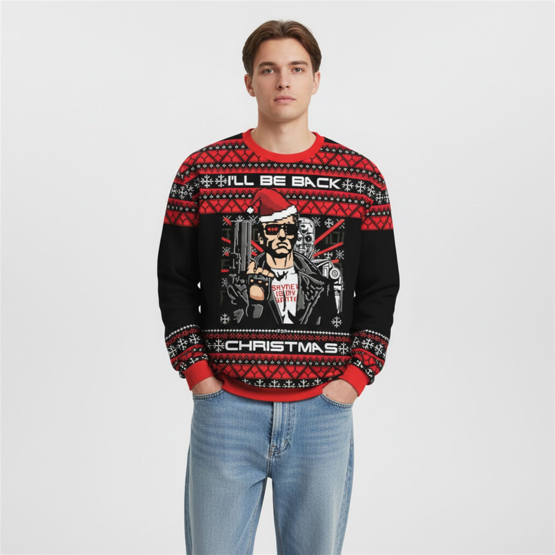 2026 Christmas Terminator I'll Be Back A Very Cyber Ugly Sweater - Moonbestprint