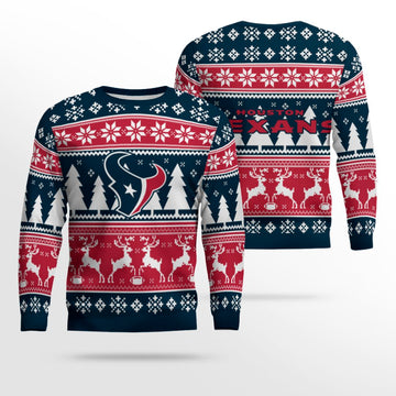 2025 Christmas Texans Reindeer Football Ugly Sweater – Moonbestprint