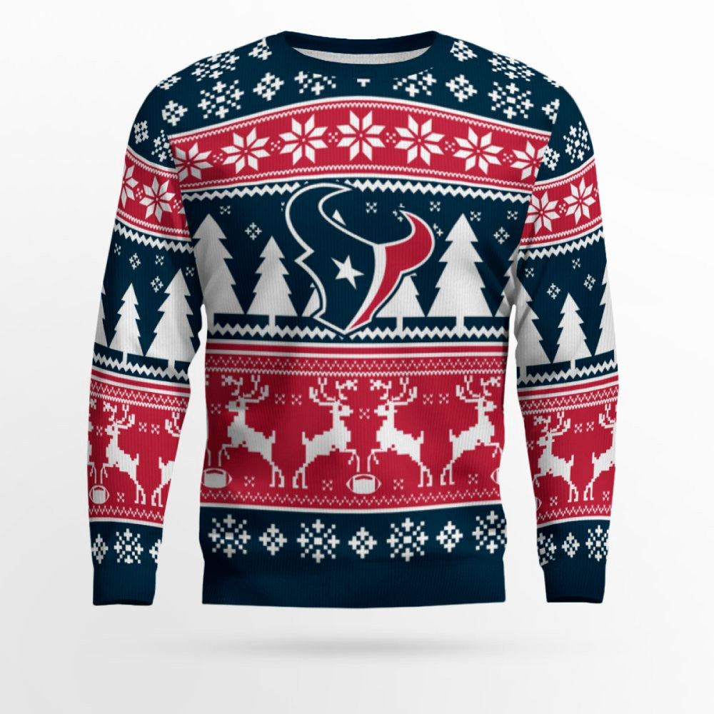 2025 Christmas Texans Reindeer Football Ugly Sweater – Moonbestprint