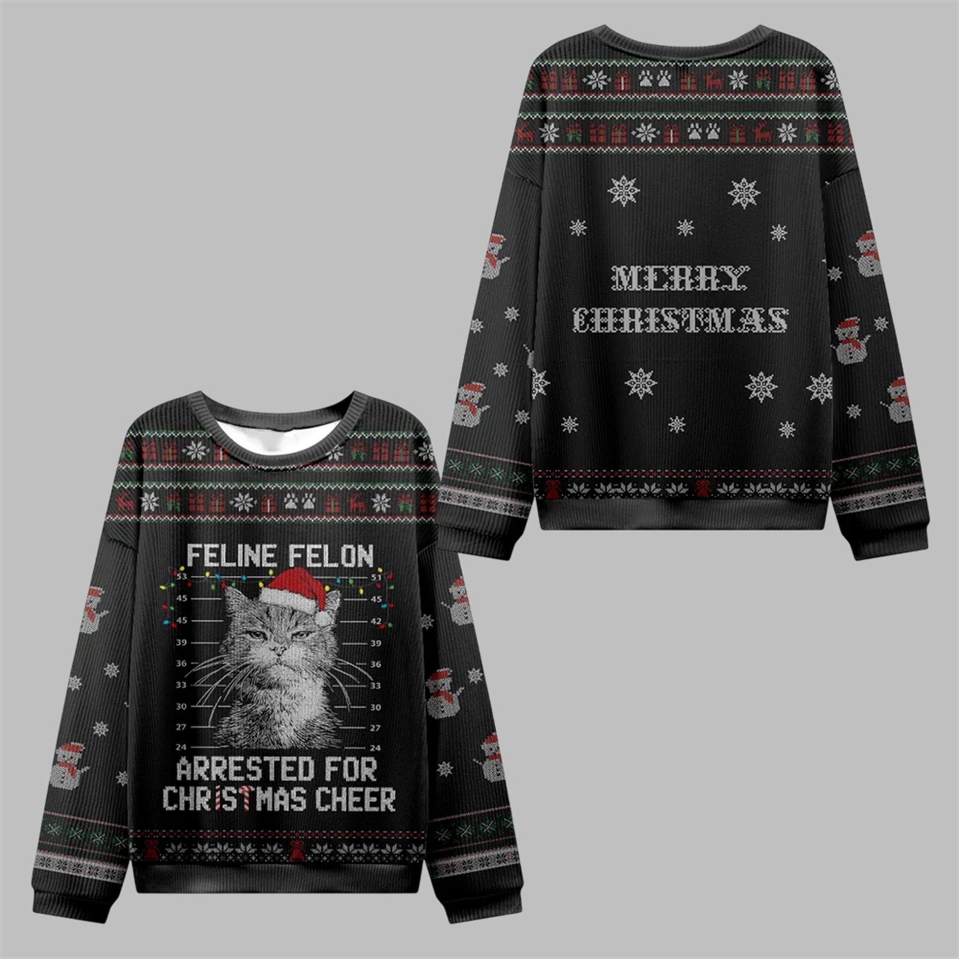 2026 Christmas The Arrested Cat Ugly Sweater - Moonbestprint