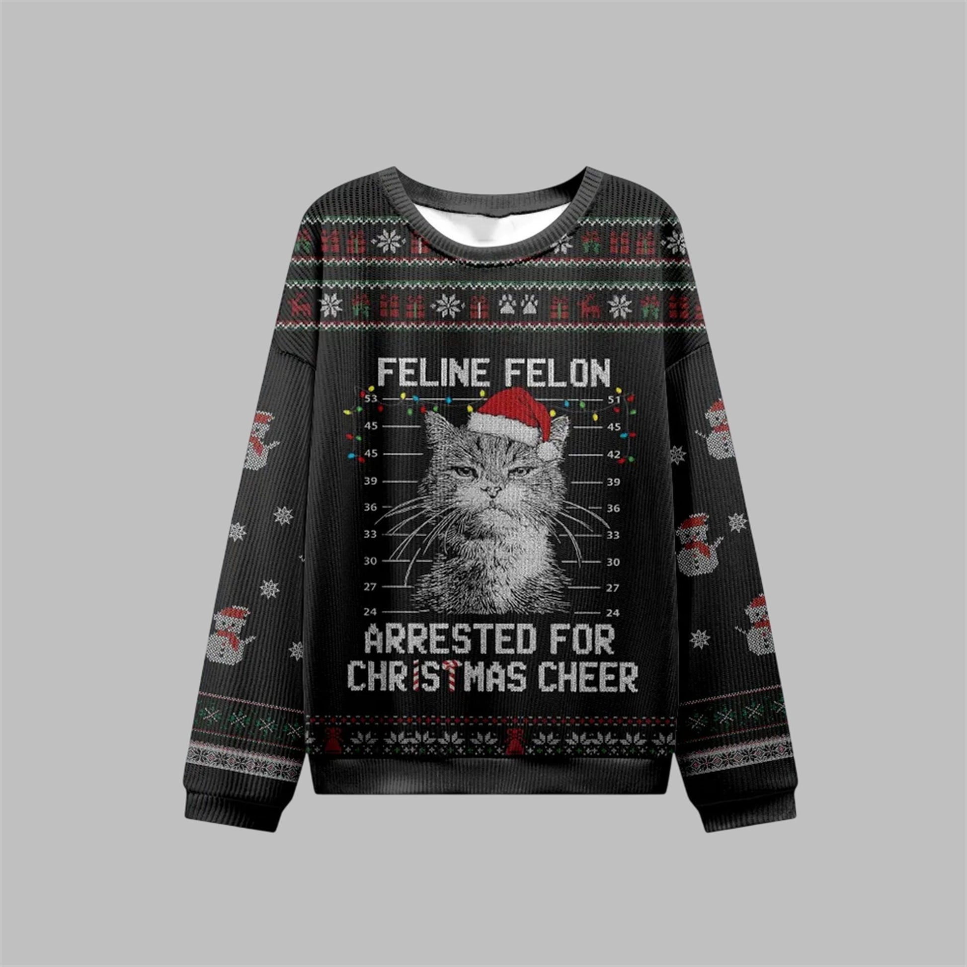 2026 Christmas The Arrested Cat Ugly Sweater - Moonbestprint