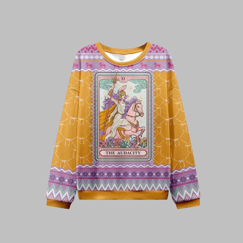 2026 Christmas The Audacity Tarot Card Ugly Christmas Sweater - Moonbestprint