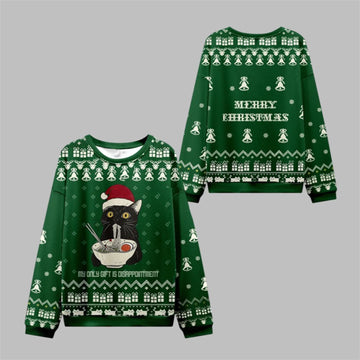 2026 Christmas The Cat Eating Ramen Ugly Sweater - Moonbestprint
