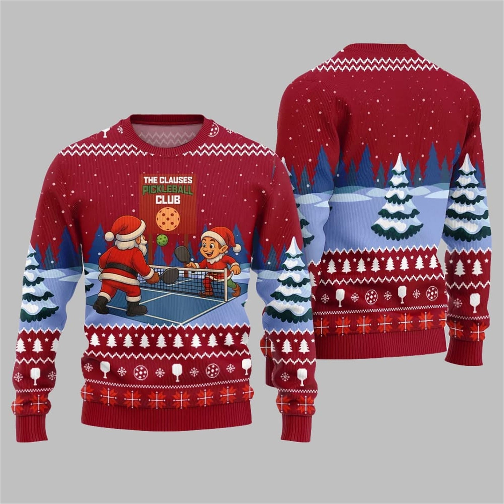2026 Christmas The Clauses Pickleball Club Ugly Sweater - Moonbestprint