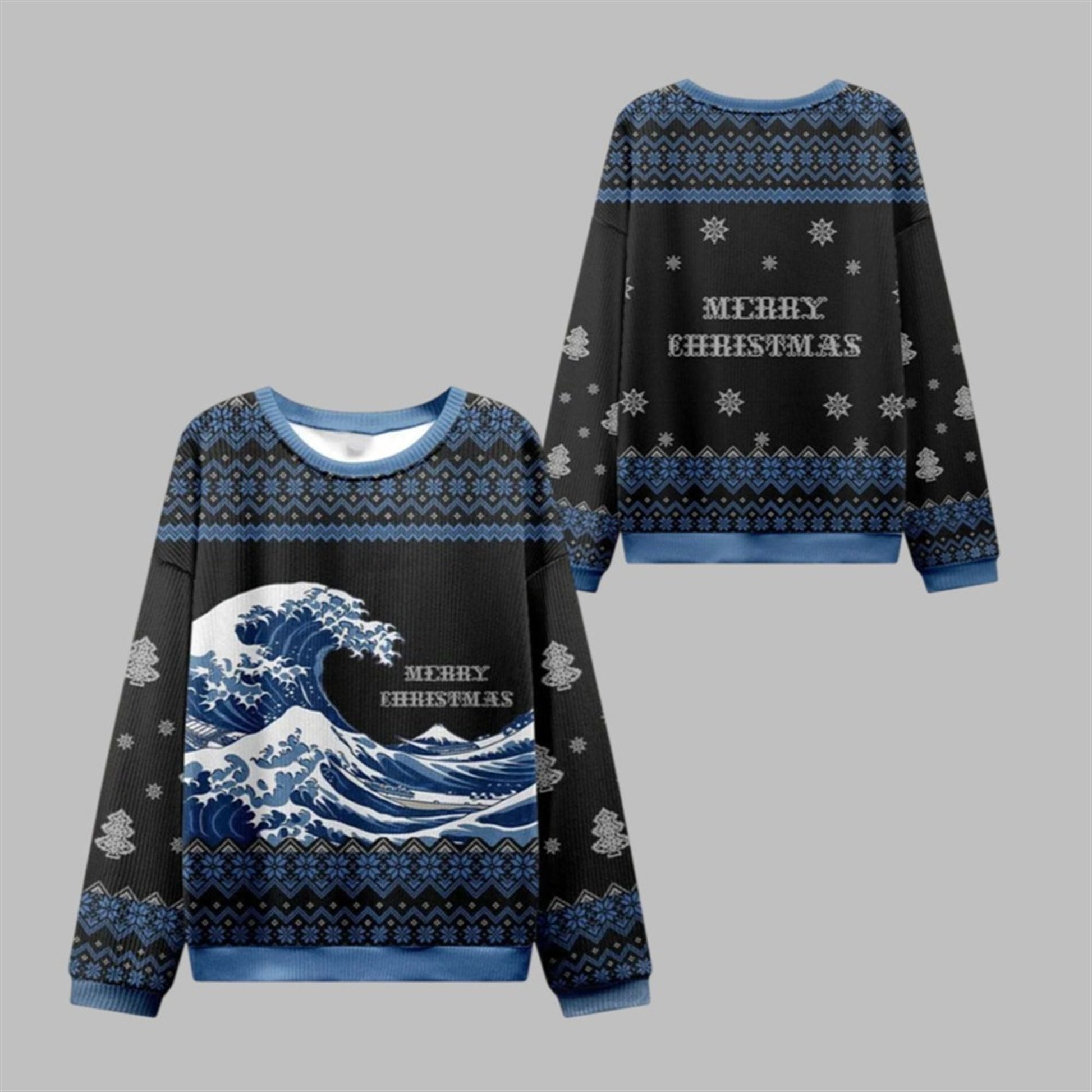 2026 Christmas The Great Wave Ugly Sweater - Moonbestprint