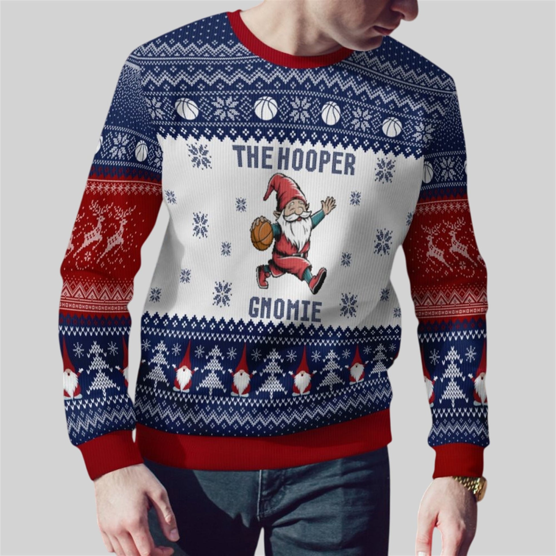 2026 Christmas The Hooper Gnomie Basketball Ugly Sweater - Moonbestprint