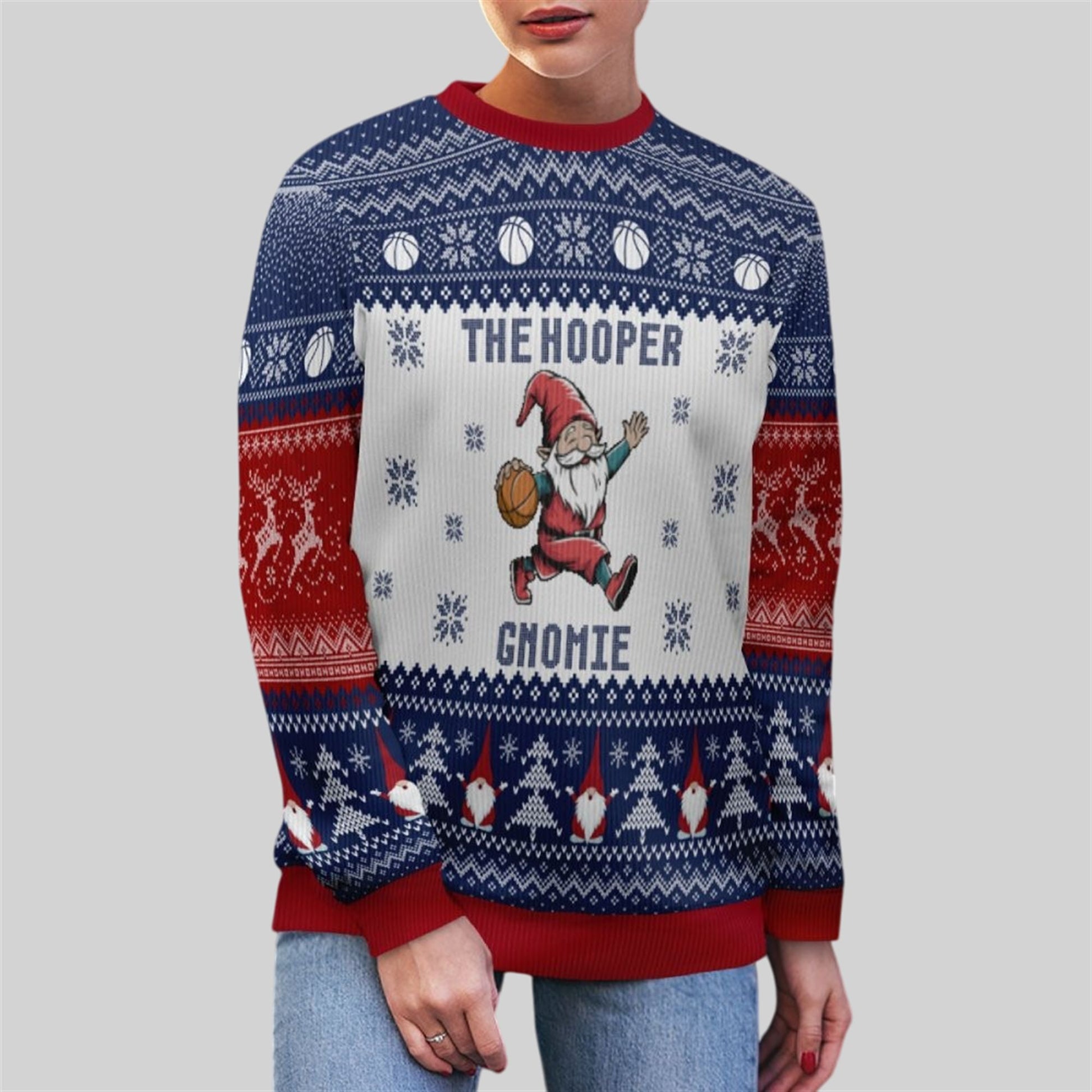 2026 Christmas The Hooper Gnomie Basketball Ugly Sweater - Moonbestprint