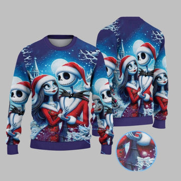 2026 Christmas The Nightmare Before Christmas Jack And Sally Ugly Christmas Sweater - Moonbestprint