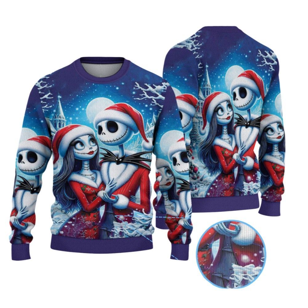 2026 Christmas The Nightmare Before Christmas Jack And Sally Ugly Christmas Sweater - Moonbestprint