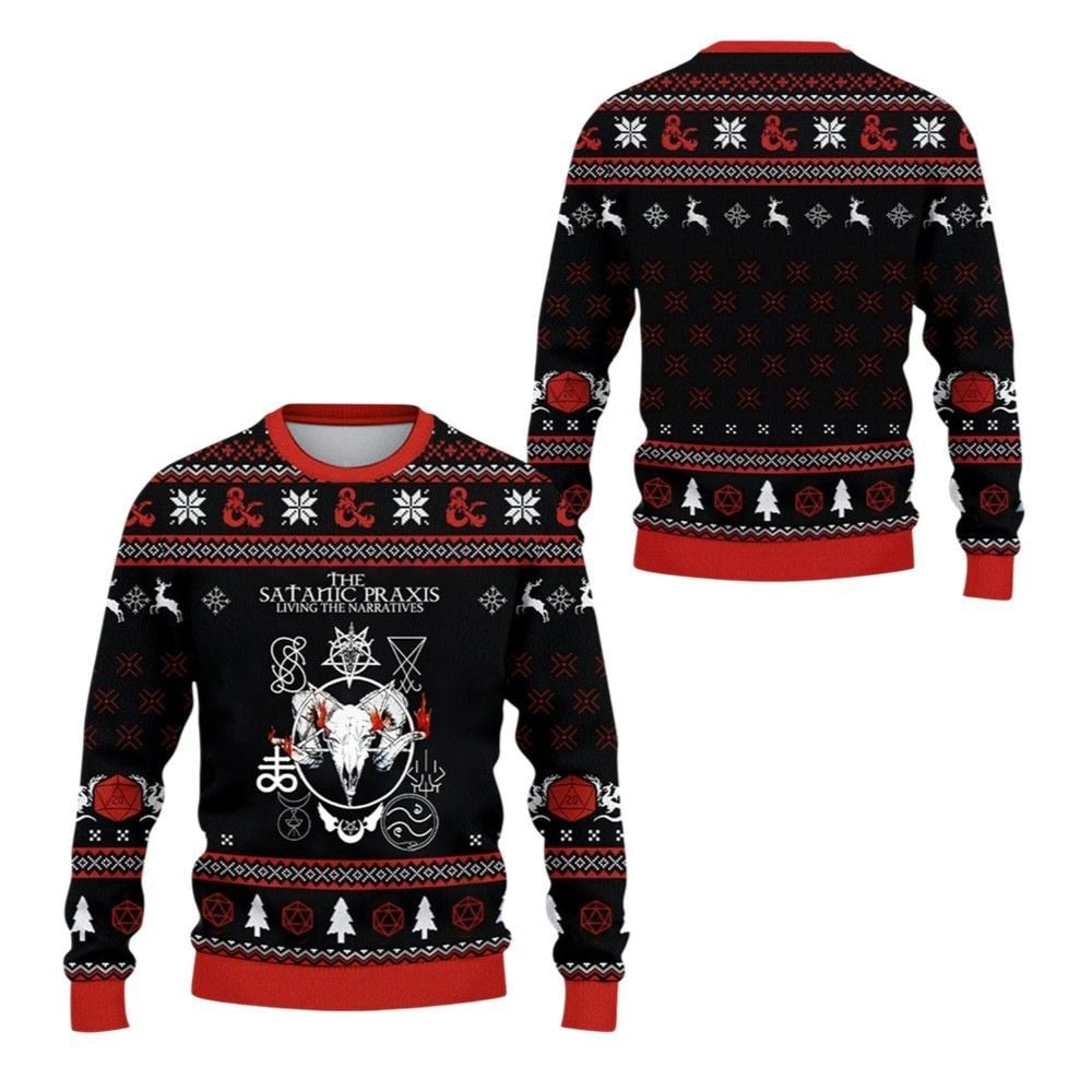 2026 Christmas DND The Satanic Praxis Ugly Sweater - Moonbestprint