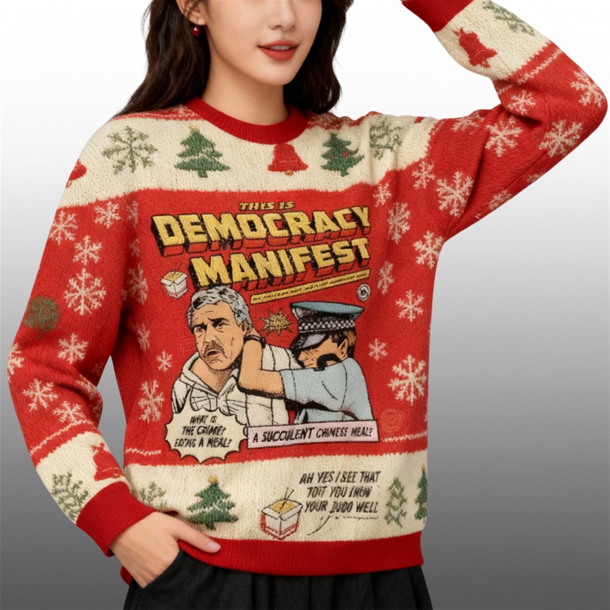 2026 Christmas This is Democracy Manifest Ugly Sweater - Moonbestprint