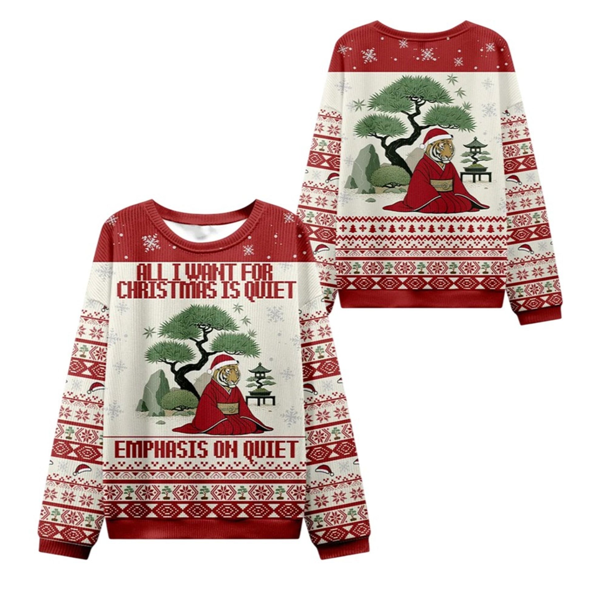 2026 Christmas Tigers Emphasis On Quiet Ugly Sweater - Moonbestprint