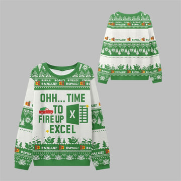 2026 Christmas Time to Fire Up Excel Ugly Sweater - Moonbestprint