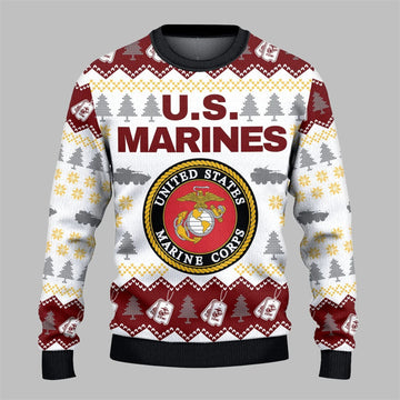 2026 Christmas US Marine Ugly Sweater - Moonbestprint