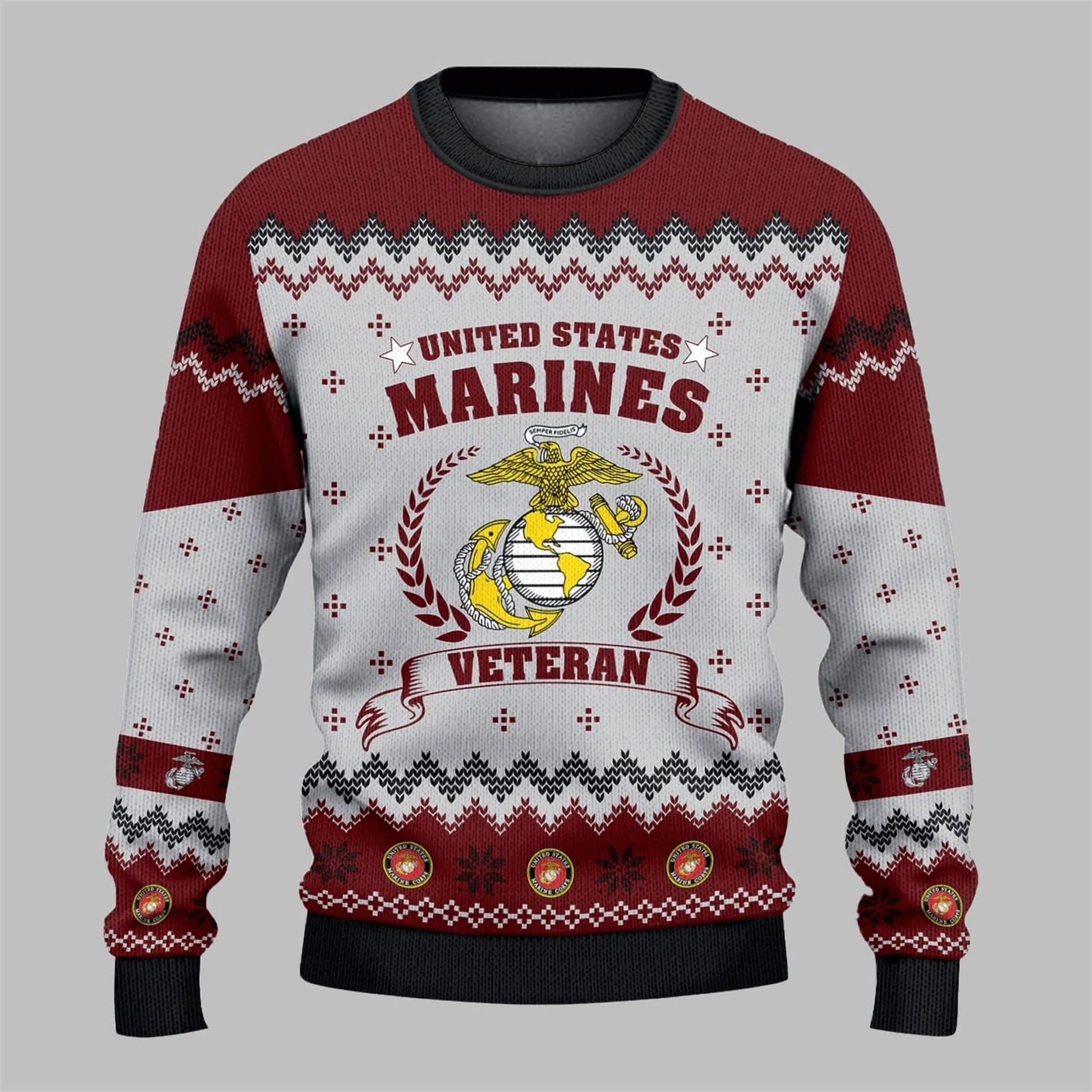 2026 Christmas US Marine Veteran Ugly Sweater - Moonbestprint