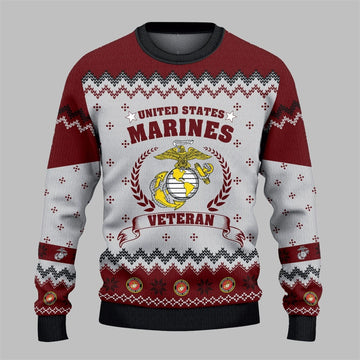 2026 Christmas US Marine Veteran Ugly Sweater - Moonbestprint