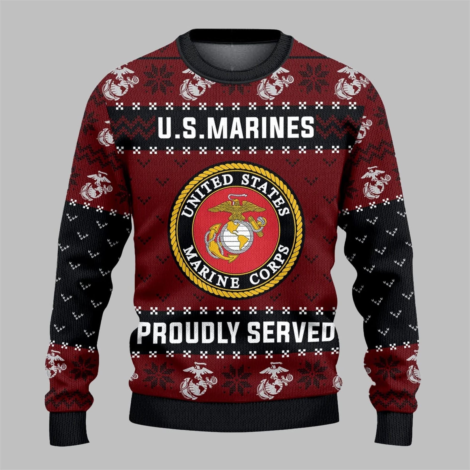 2026 Christmas US Marines Proudly Server Ugly Sweater - Moonbestprint