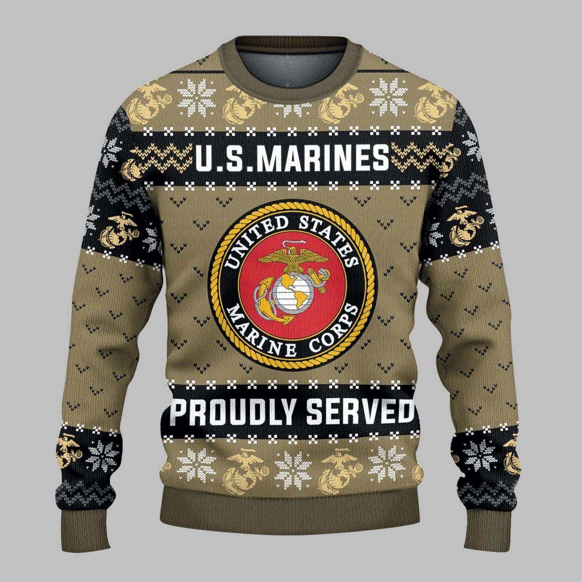 2026 Christmas US Marines Proudly Server Ugly Sweater - Moonbestprint