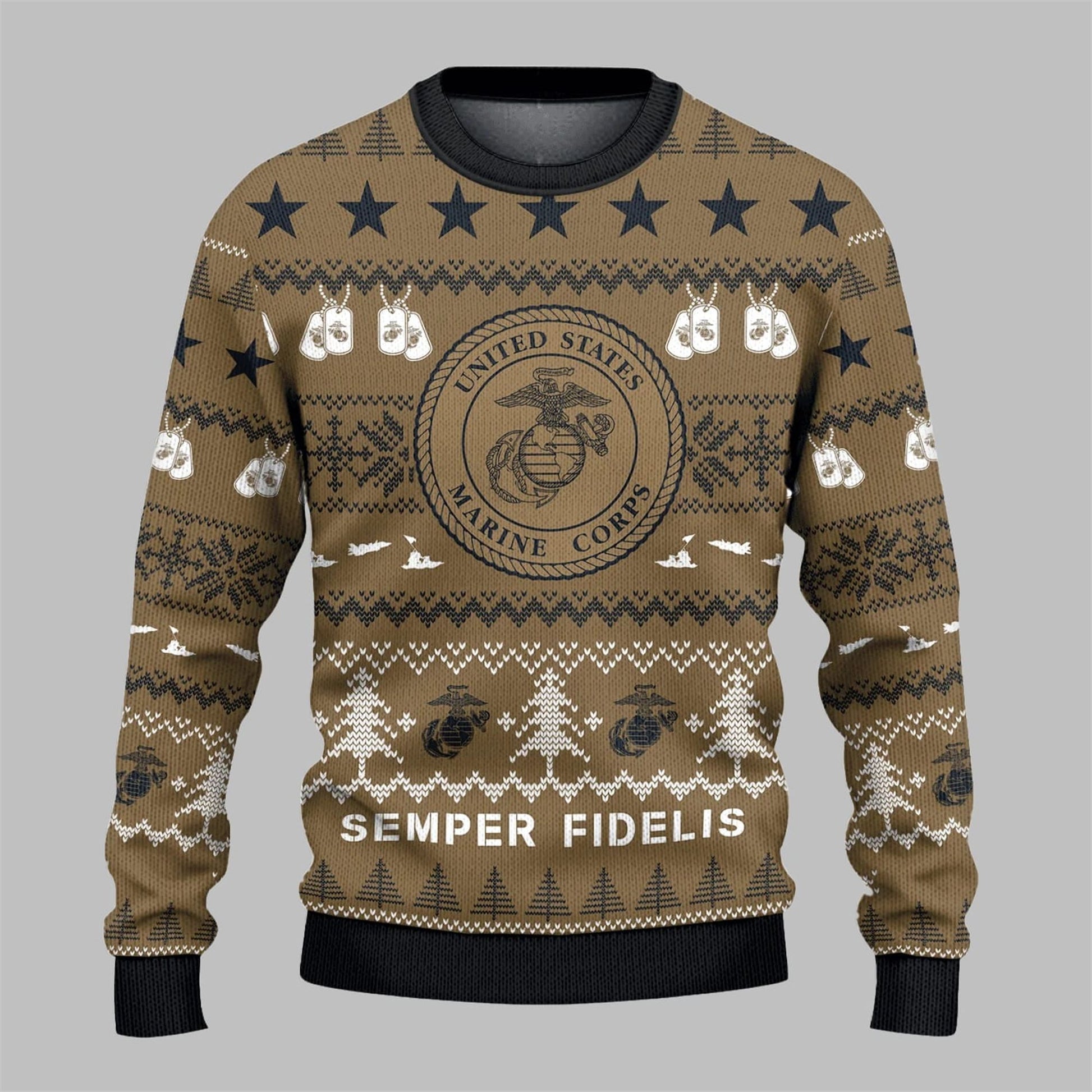 2026 Christmas USMC Semper Fi Ugly Sweater - Moonbestprint