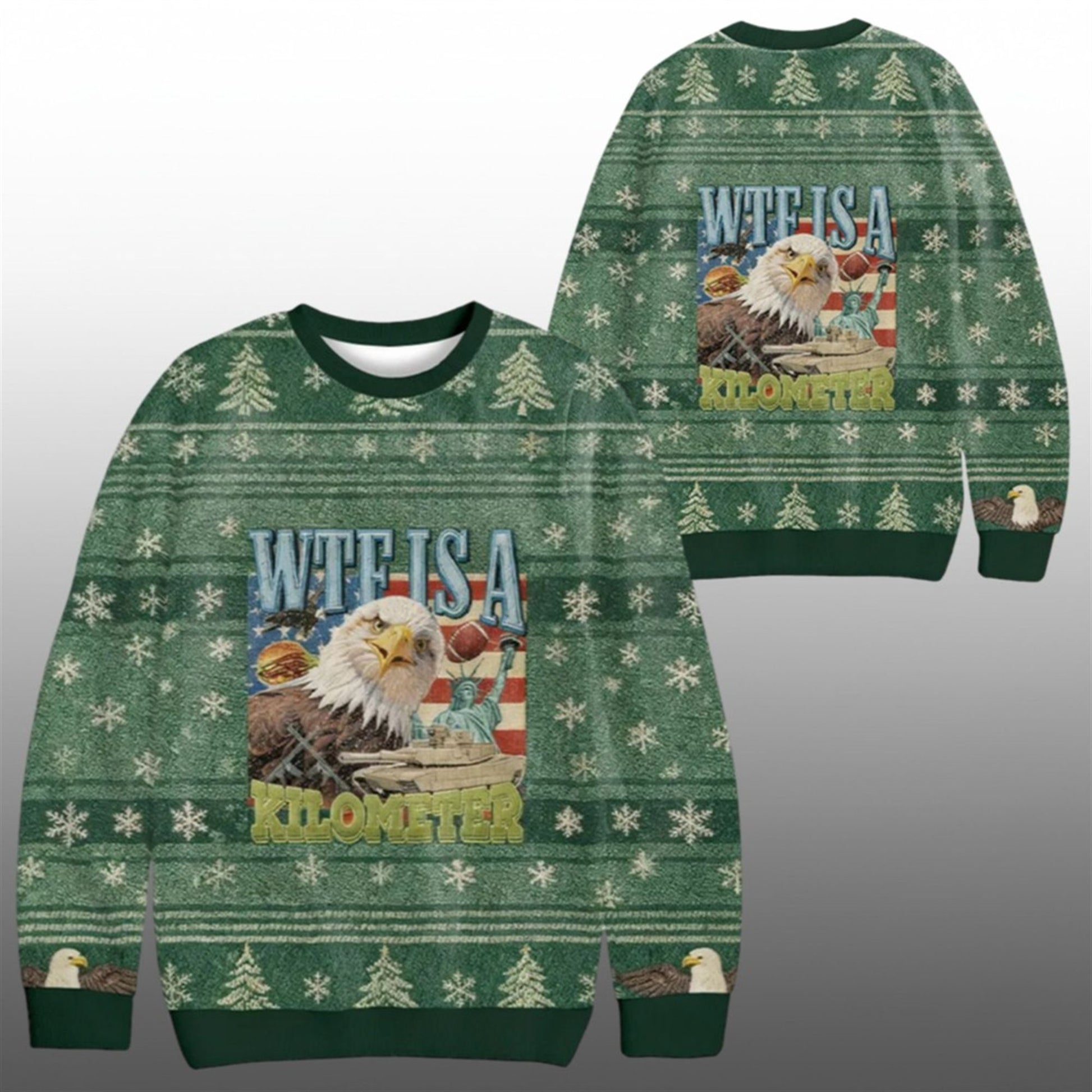 2026 Christmas WTF Is A Kilometer Eagle Ugly Sweater - Moonbestprint