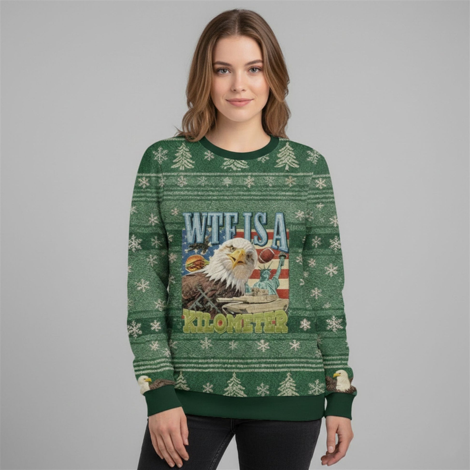2026 Christmas WTF Is A Kilometer Eagle Ugly Sweater - Moonbestprint