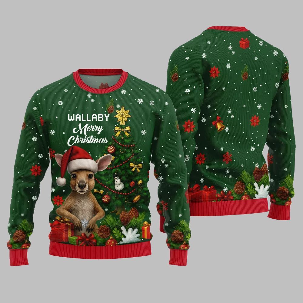 2026 Christmas Wallaby Merry Christmas Ugly Christmas Sweater - Moonbestprint
