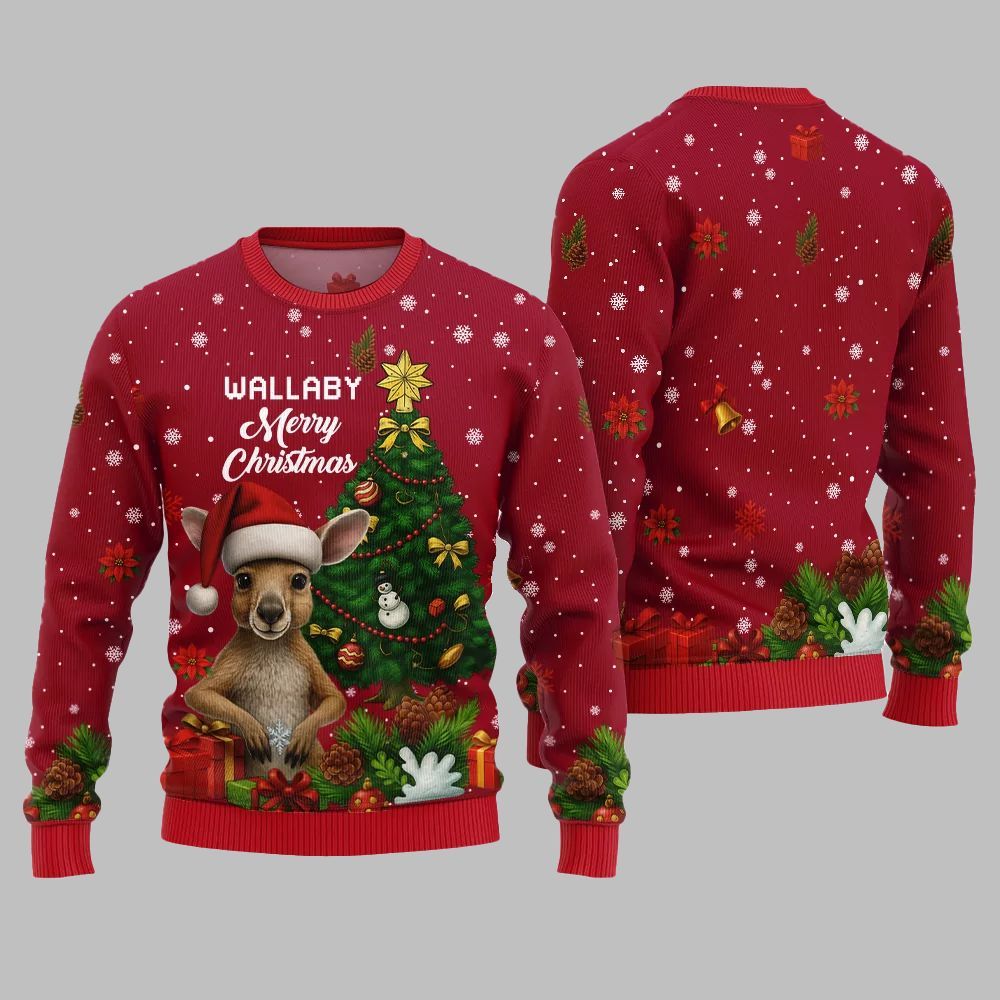 2026 Christmas Wallaby Merry Christmas Ugly Christmas Sweater - Moonbestprint