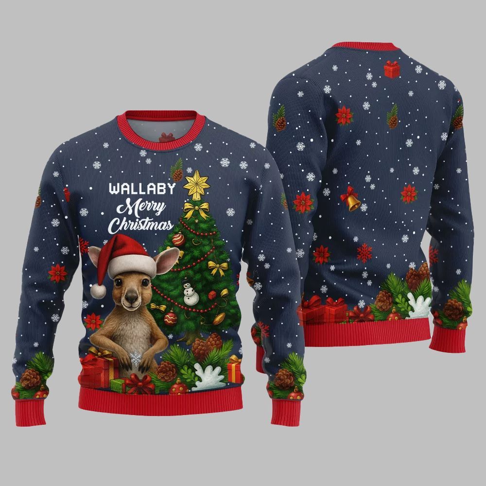 2026 Christmas Wallaby Merry Christmas Ugly Christmas Sweater - Moonbestprint